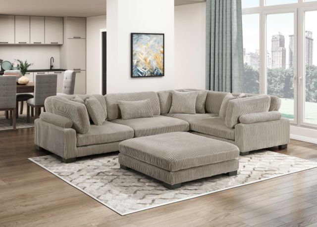 Homelegance® Traverse 5-Piece Taupe Modular Sectional with Ottoman-1