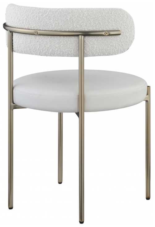 Meridian Furniture Beacon Taupe/Brushed Brass Vegan Leather And Boucle Fabric Upholstered Dining Chair-3