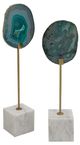 A & B Home 2-Piece Green/Gold/White Agate Decorative Statuaries Set-1