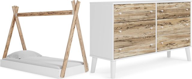 Signature Design by Ashley® Piperton 2-Piece Brown/White Twin Tent Bed Set-0