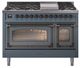 Ilve® Nostalgie II Noblesse 48'' Blue Gray Pro Style Dual Fuel Range with Burnished Trim-0