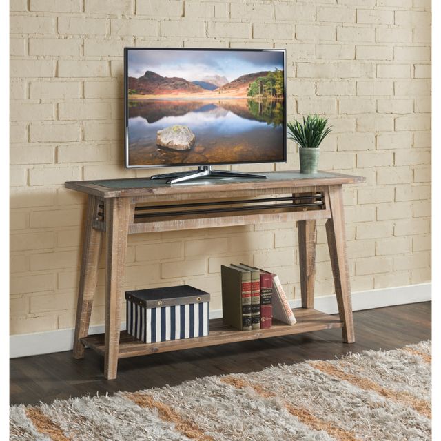 Riverside Furniture Rowan Rough-Hewn Gray Sofa Table with Metal Top Insert-1
