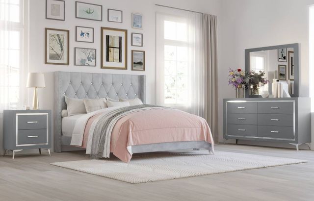 New Classic® Home Furnishings Huxley 4-Piece Gray Queen Panel Bedroom Set-1