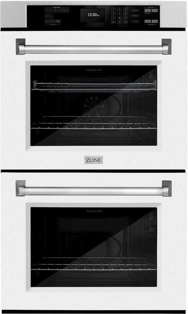 ZLINE Professional 30" Satin Stainless Steel Double Electric Wall Oven with White Matte Doors-0