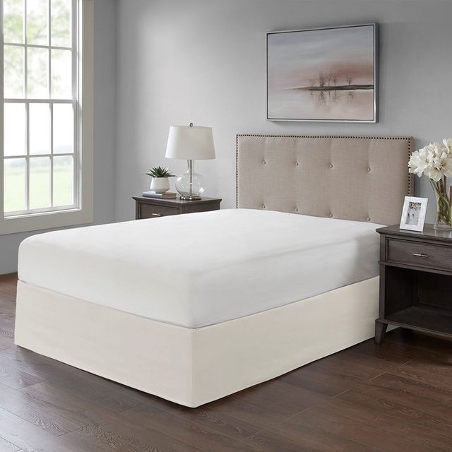 Olliix by Madison Park Ivory Simple Fit Wrap Around Adjustable Bed Skirt-3