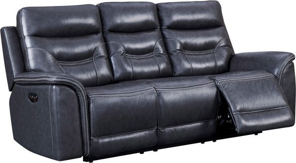 Leather Italia Georgetowne Bullard Grey Power Reclining Sofa