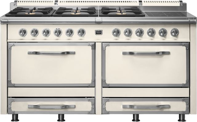 Viking® Tuscany 66" Pure White Pro Style Dual Fuel Range with 2 Induction-0