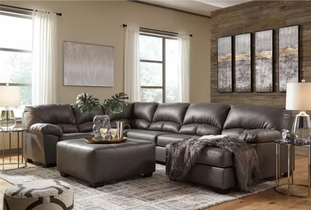 Benchcraft® Aberton 2-Piece Gray Sectional with Ottoman-3