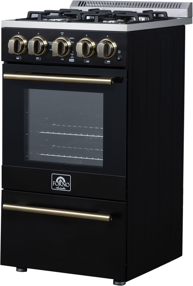 FORNO® Lamazze Alta Qualita 20" Black Freestanding Gas Range-3