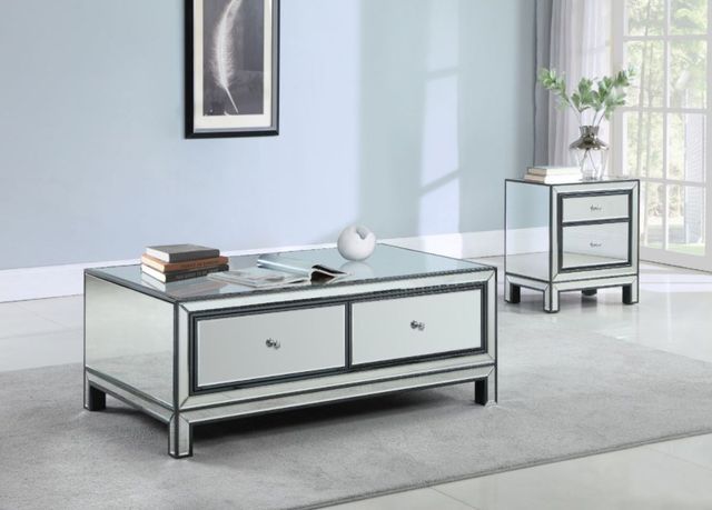 Coaster® Black Titanium and Silver 2-Drawer Coffee Table-1