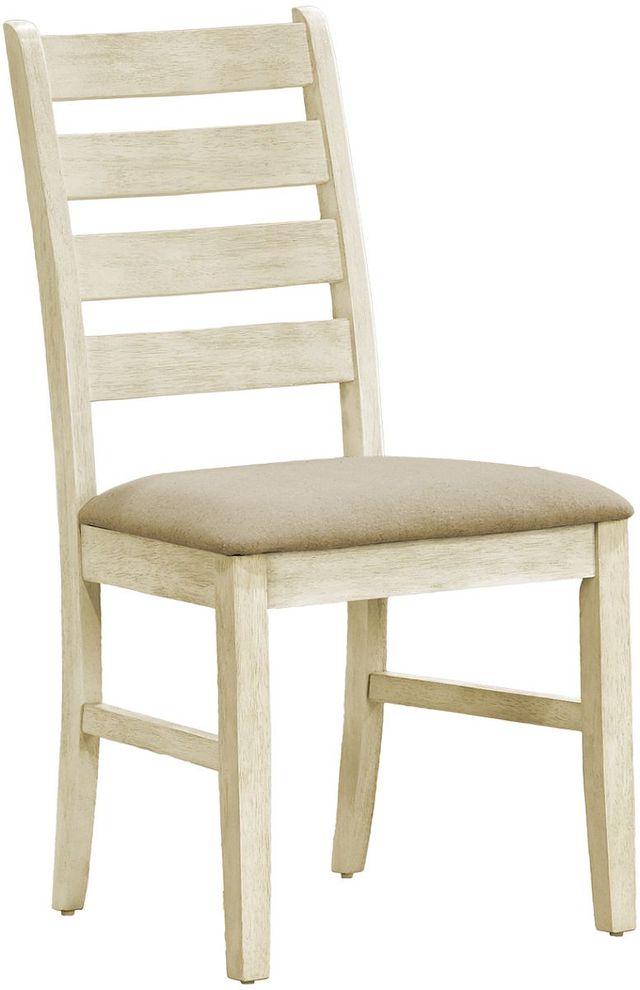 Monarch Specialties Inc. 2-Piece Antique White/Beige Linen Look 38" Upholstered Dining Side Chairs-0