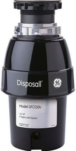 GE® 1/2 Horsepower Continuous Feed Food Waste Disposer-Black-0