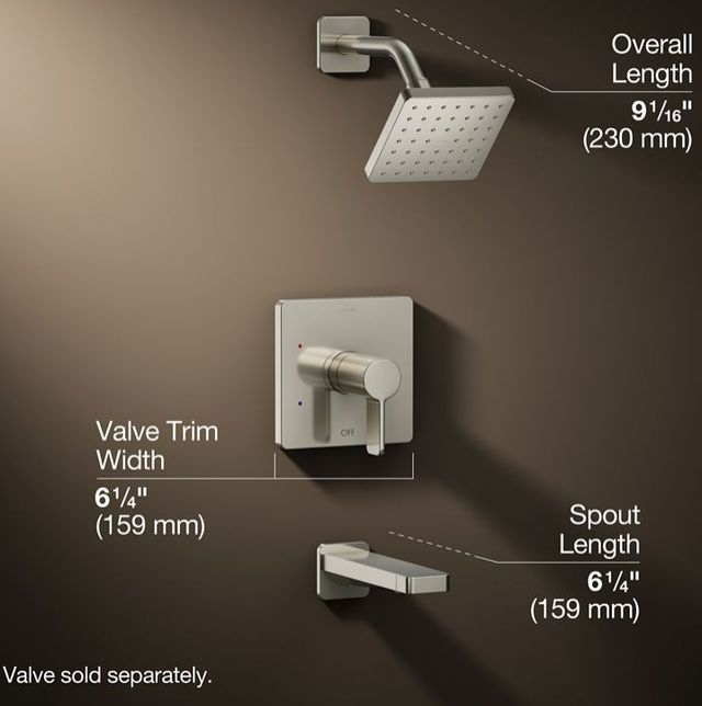KOHLER® Parallel® Rite-Temp® Vibrant Polished Nickel 1.75 GPM Bath and Shower Trim Kit-2