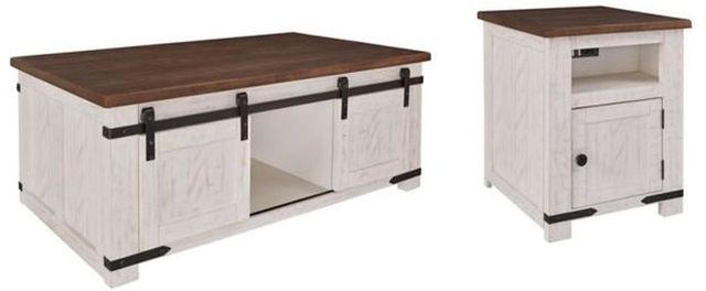 Signature Design by Ashley® Wystfield 2-Piece White/Brown Living Room Table Set-0