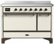 Ilve® Majestic III 48" Antique White Pro Style Induction Range with Solid Door and Burnished Trim-0