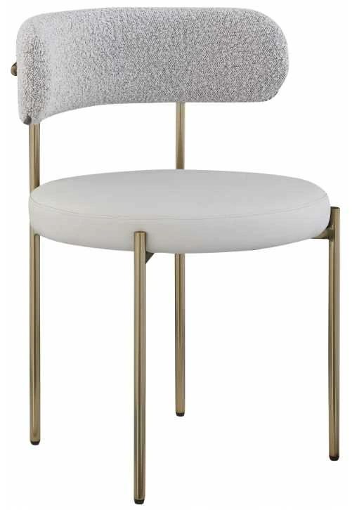Meridian Furniture Beacon Taupe/Brushed Brass Vegan Leather And Boucle Fabric Upholstered Dining Chair-0
