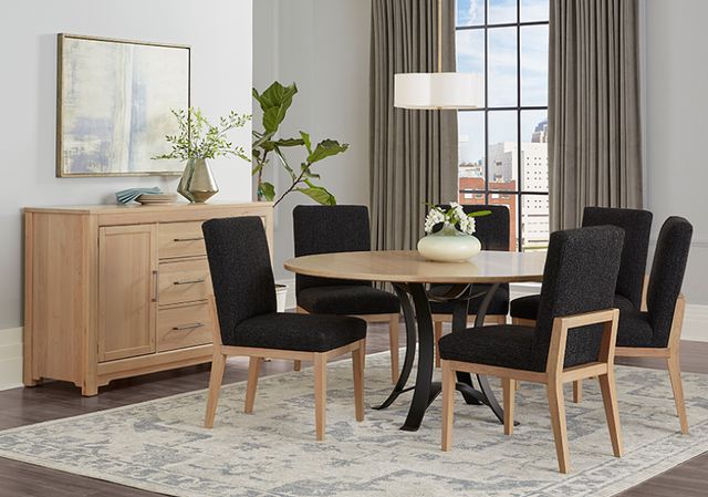 LM Co Home By Vaughan-Bassett Crafted Cherry by Ben & Erin Napier Black/Bleached Cherry Upholstered Side Chair-1