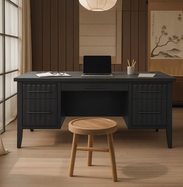 Legends Home Radiance Seal Skin Black Executive Desk-1