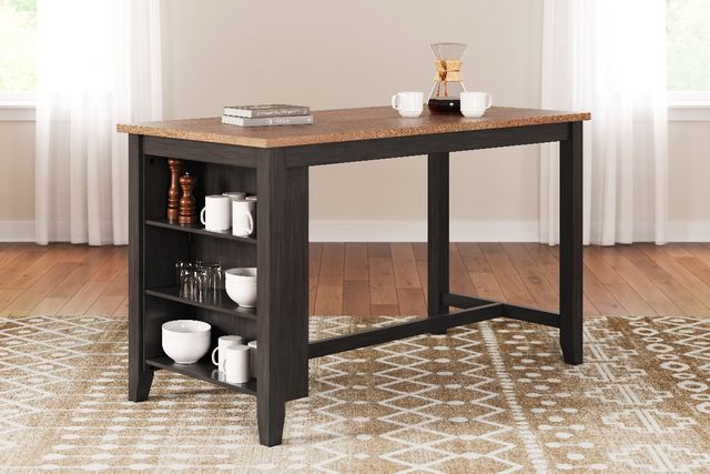 Signature Design by Ashley® Gesthaven Natural Counter Height Dining Table with Dark Brown Base-7