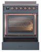 Ilve® Nostalgie II Noblesse 30'' Blue Gray Pro Style Induction Range with Copper Trim-3