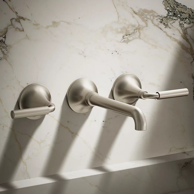 KOHLER® Tone™ Vibrant Brushed Nickel Wall-Mount Bathroom Sink Faucet Trim-3