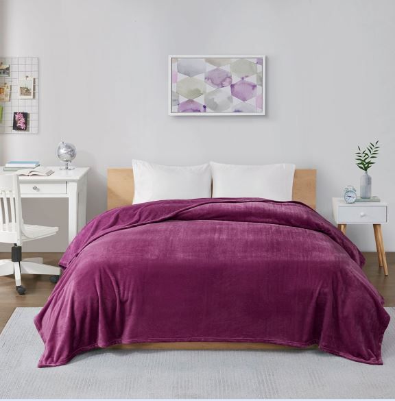 Olliix by Intelligent Design Microlight Plush Purple Full/Queen Oversized Blanket-4
