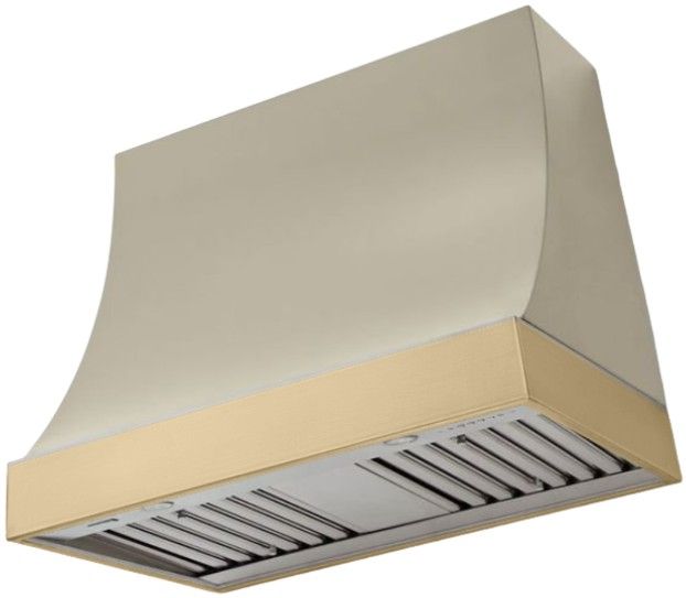 AGA Marquee 36" Fawn Wall Mounted Range Hood with Brushed Brass Trim-0