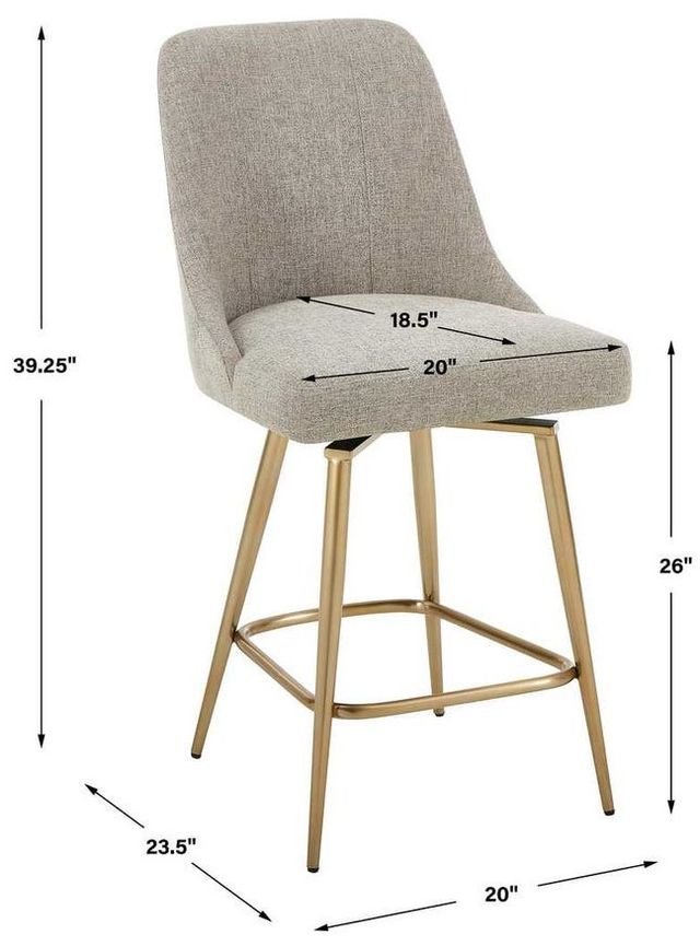 Uttermost® Bramwell Heathered Taupe Upholstered Counter Stool-2