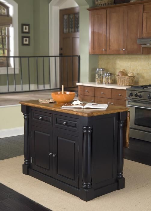 homestyles® Monarch Black/Distressed Oak Kitchen Island-1