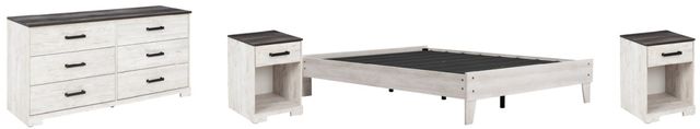 Signature Design by Ashley® Shawburn 4-Piece Whitewash/Charcoal Gray Queen Platform Bed-0