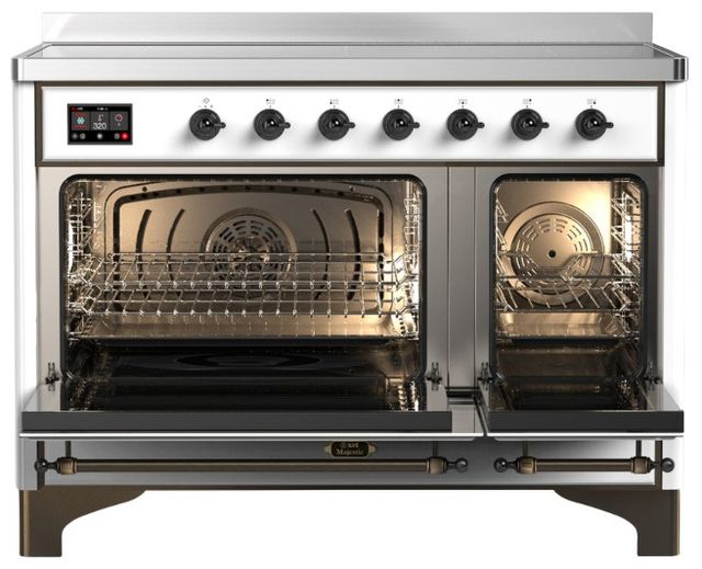 Ilve® Majestic III 48" Custom Pro Style Induction Range with Solid Door and Burnished Trim-1