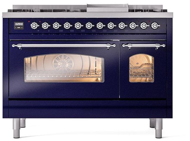 Ilve® Nostalgie II Series 48" Midnight Blue Pro Style Dual Fuel Range-1