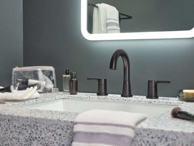 Peerless Flute™ Matte Black 2-Handle Widespread Lavatory Faucet-1