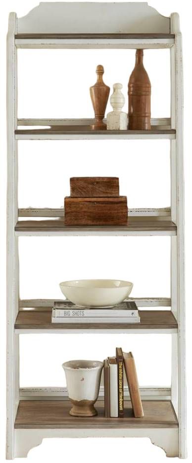 Liberty Furniture Magnolia Manor Antique Weathered Bark/White Bookcase-0