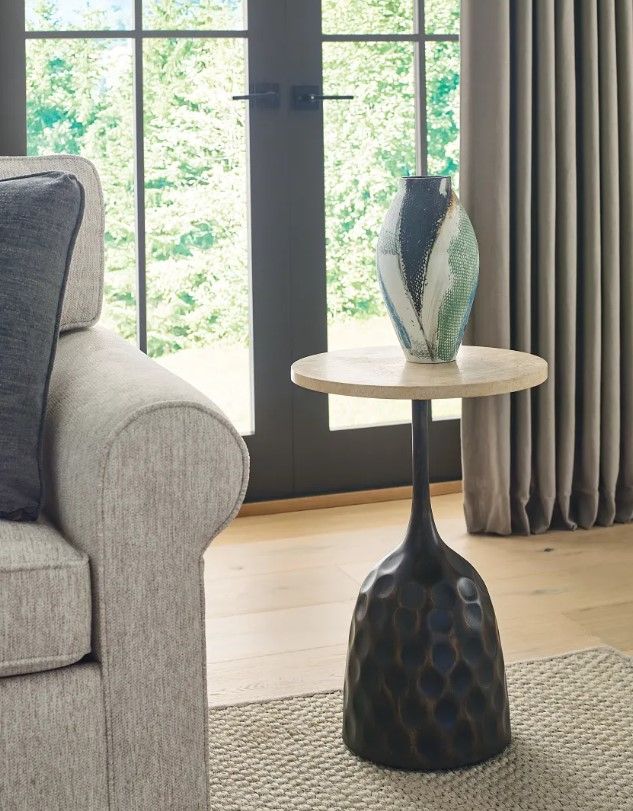 Hammary® Hidden Treasures Essential Brown Accent Table with Black Meatal Base-1