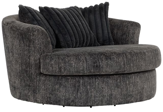 Hughes Furniture® 13650 Galactic Charcoal Barrel Swivel Chair-0