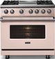 Viking® 5 Series 36" Blush Pro Style Dual Fuel (NG) Range with Polished Chrome Trim-2