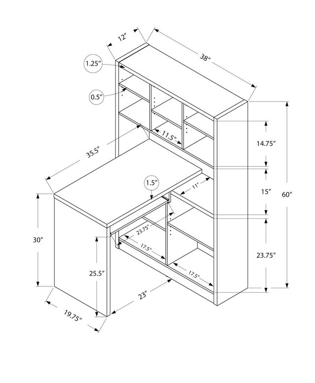 Monarch Specialties Inc. Dark Taupe Left or Right Facing Corner Computer Desk-3