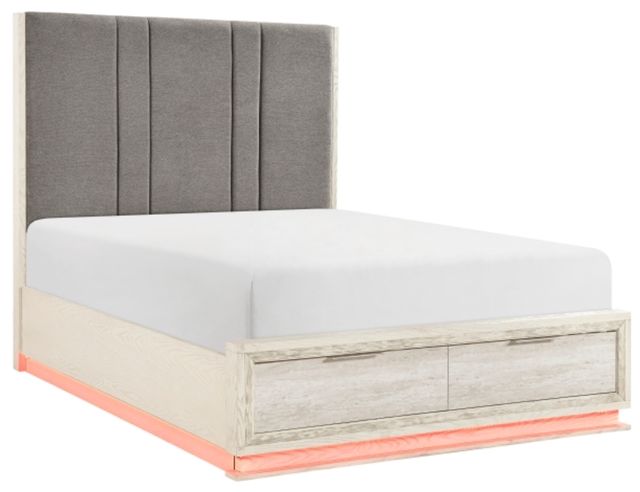 Homelegance® Noctis Beige/Gray Queen Platform Bed with Footboard Storage-0