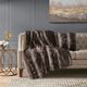 Olliix by Madison Park Zuri Brown 20x20" Polyester Faux Tip Dyed Brushed Long Fur Pillow w/ Knife Edge-2