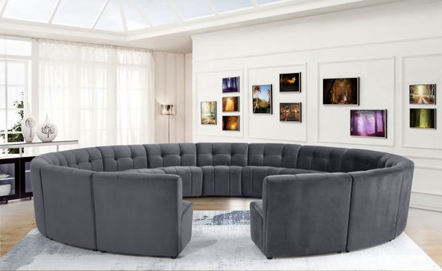 Meridian Furniture Limitless 15-Piece Grey Velvet Modular Sectional-1