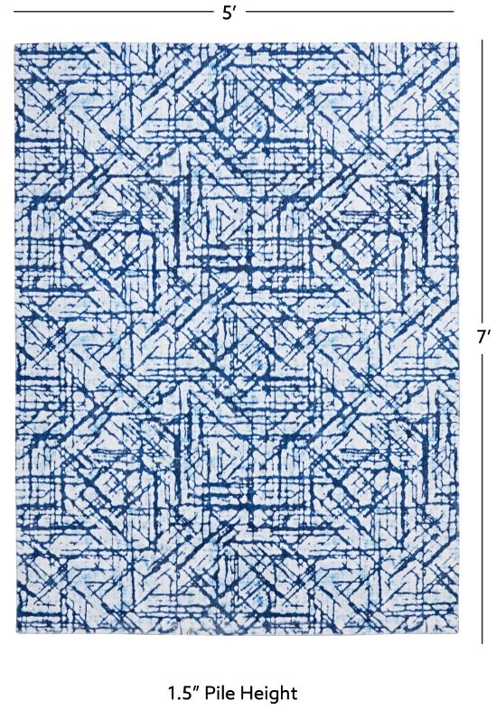 Linon Motif Printed Faux Rabbit Ingrain 5'x7' Area Rug-2