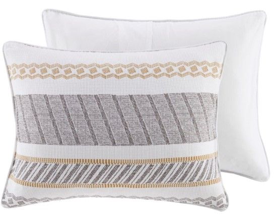 Olliix by Madison Park Newton 5 Piece Yellow and Charcoal King/California King Cotton Printed Comforter Set-1