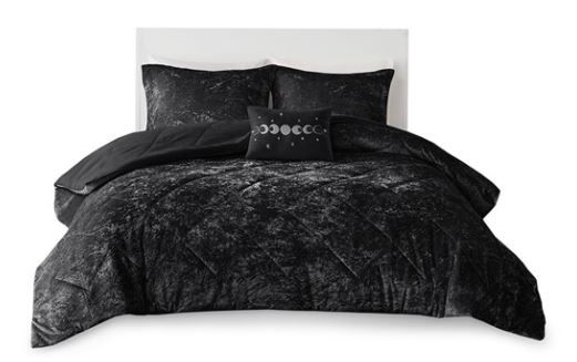 Olliix by Intelligent Design Felicia Black Twin/Twin Extra Large Velvet Comforter Set-0