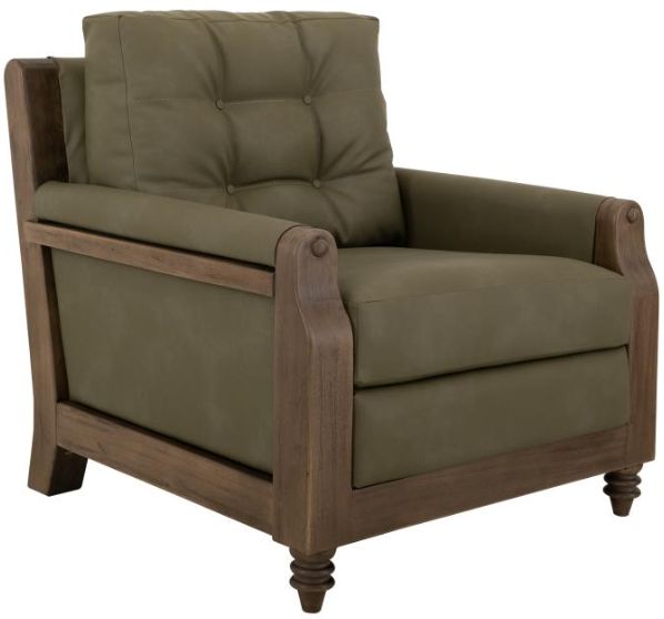 International Furniture Direct Xel-Ha II Dark Hay Brown/Green Accent Chair-0