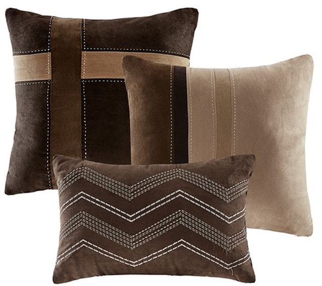 Olliix by Madison Park Brown King Palisades 7 Piece Faux Suede Comforter Set-4
