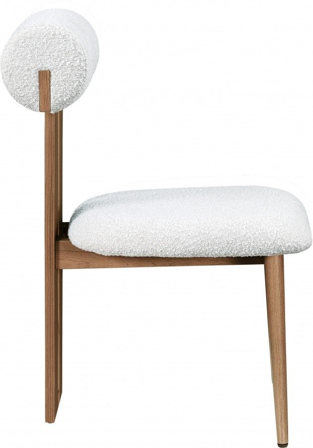 Meridian Furniture Dario Cream/Walnut Boucle Upholstered Dining Chair-2