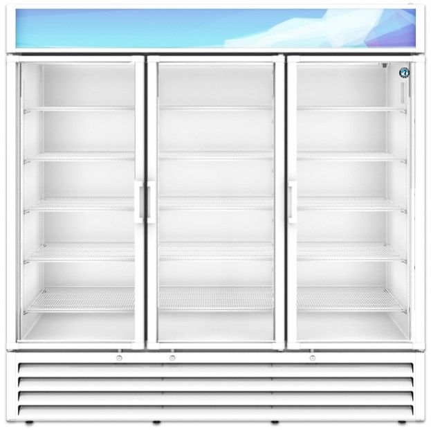 Hoshizaki 78" 56 Cu. Ft. White Painted Aluminum Three Section Glass Door Merchandiser Refrigerator-0