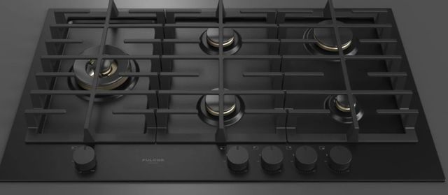Fulgor Milano Matteo 400 Series 36" Matte Black Porcelain Gas Cooktop with Matte Brass Burners-3