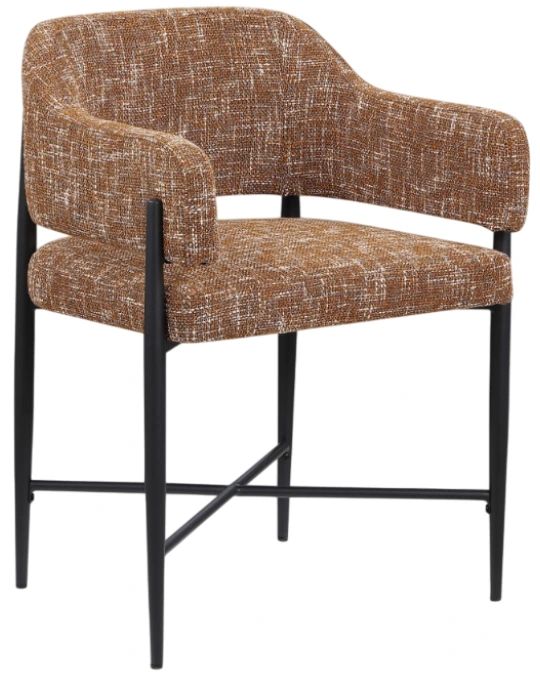 Meridian Furniture Dame Cognac/Black Upholstered Dining Arm Chair-0